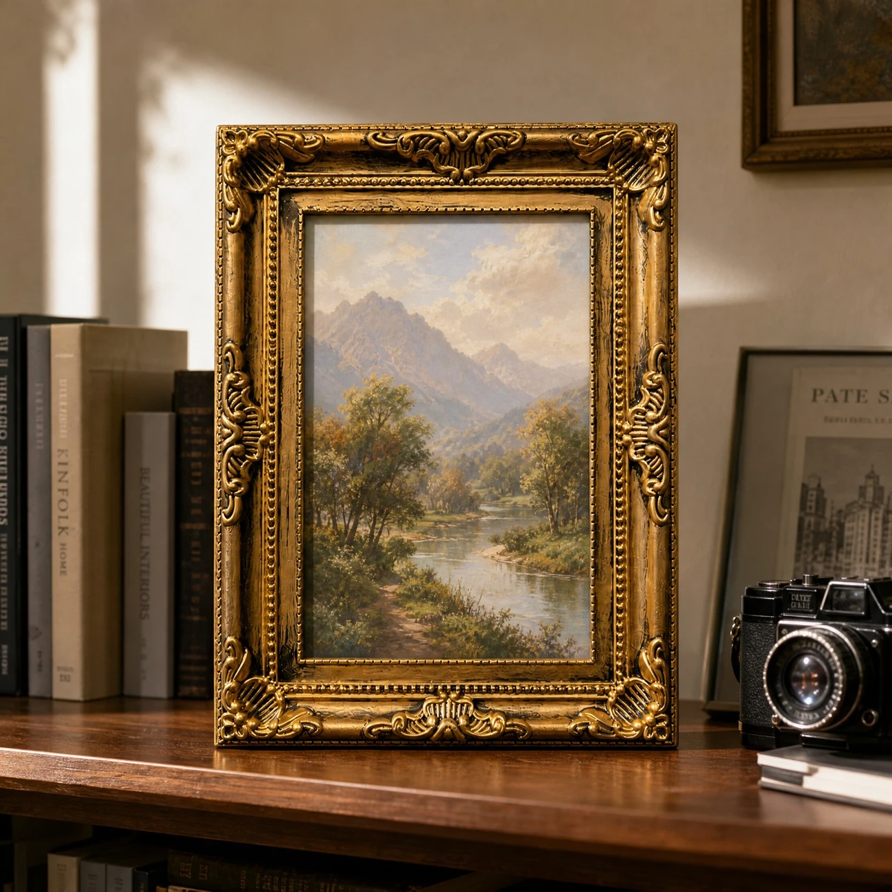 Vintage Baroque Retro Antique Gold Ornate Photo Frame Embossed Carved Picture Frame Desktop Display Decor Frame for Family Photo