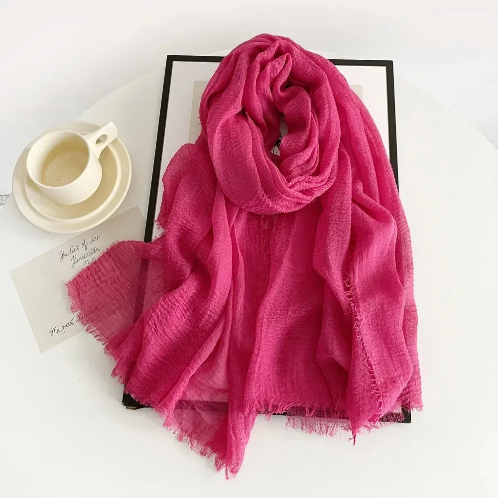 Red Solid Color Cotton Shawls and Wraps Muslim Premium Jersey Hijab Scarf for Women - Islamic Head Scarf Wrap Hijabs