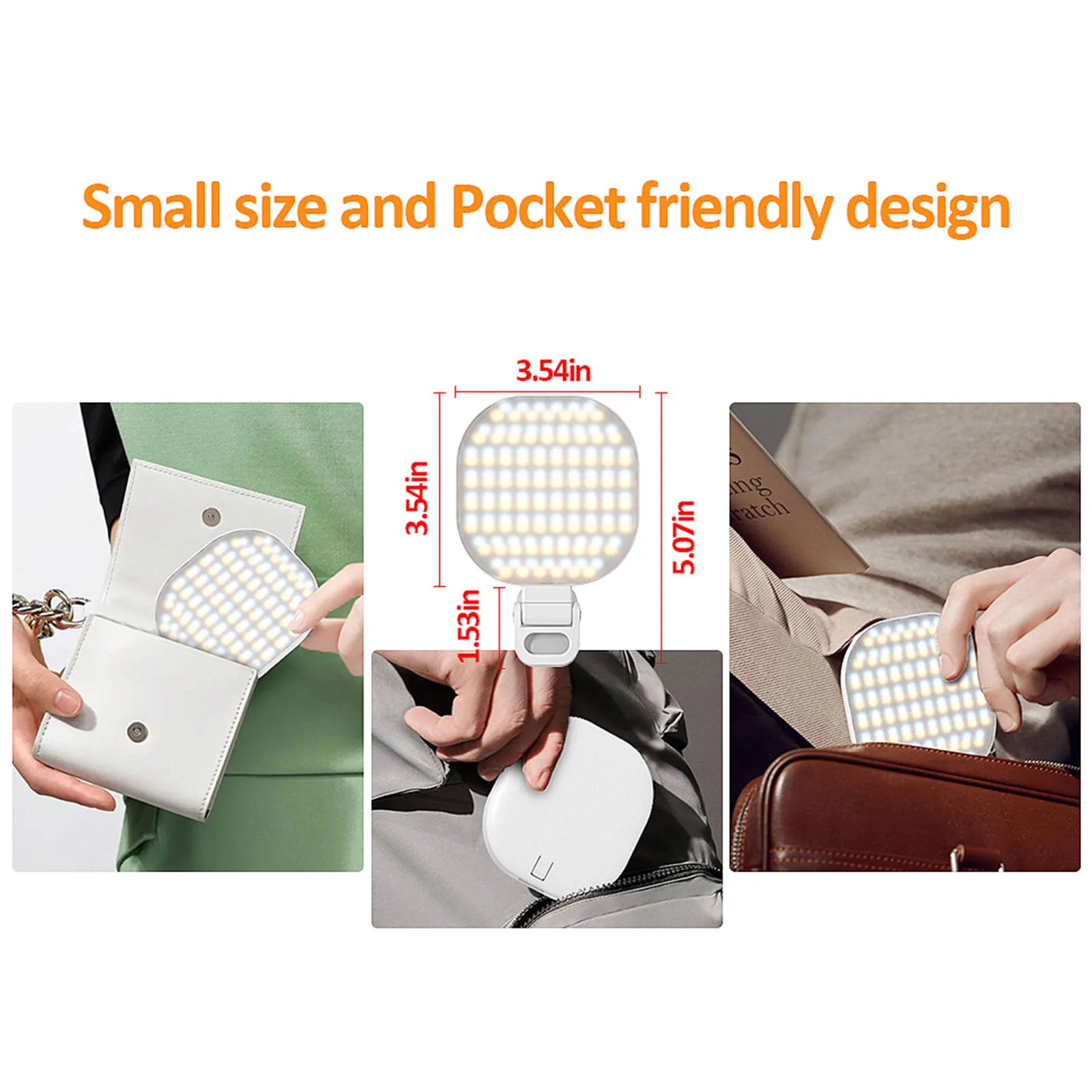 Przypinana lampa Led do Selfie przenośna lampka biurkowa do telefonu i aparatu Macbook regulowana Mini kieszonkowa lampka 3000K-6500K