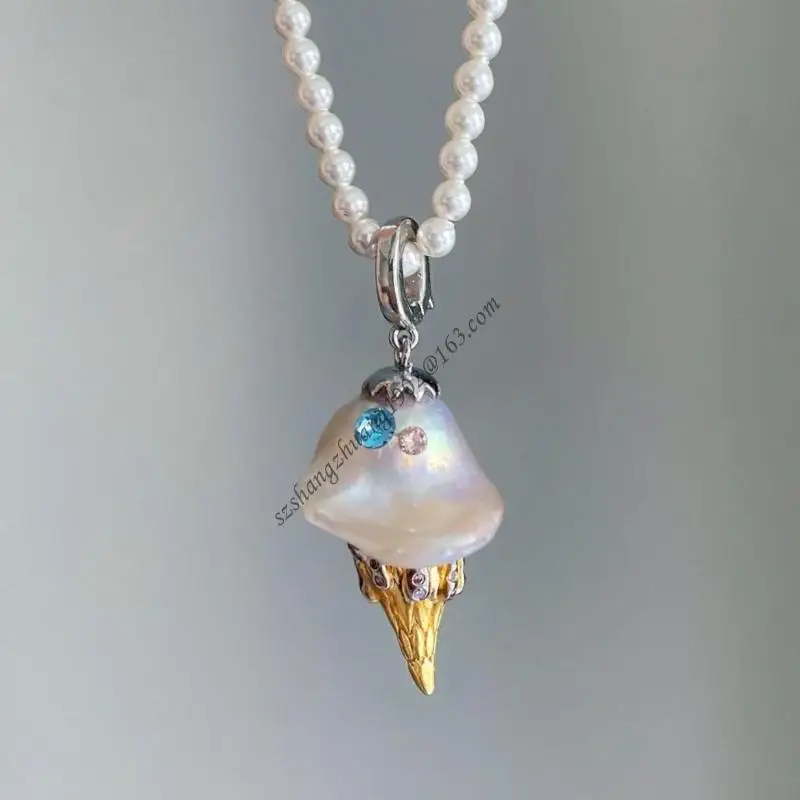 Q6RB فريدة من نوعها آيس كريم سحر اللؤلؤ لهجة سلسلة المجوهرات النحاسية قابلة للتعديل للارتداء اليومي والحفلات