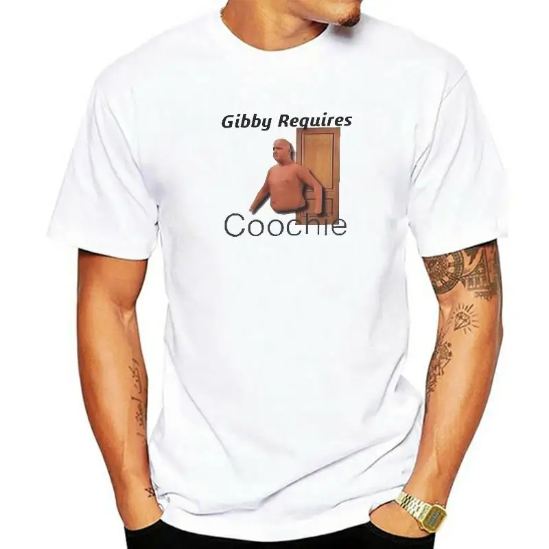 Gibby Requires Coochie T Shirts for Men Pure Cotton Novelty T-Shirt O Neck Tees Short Sleeve Clothing Gift Idea