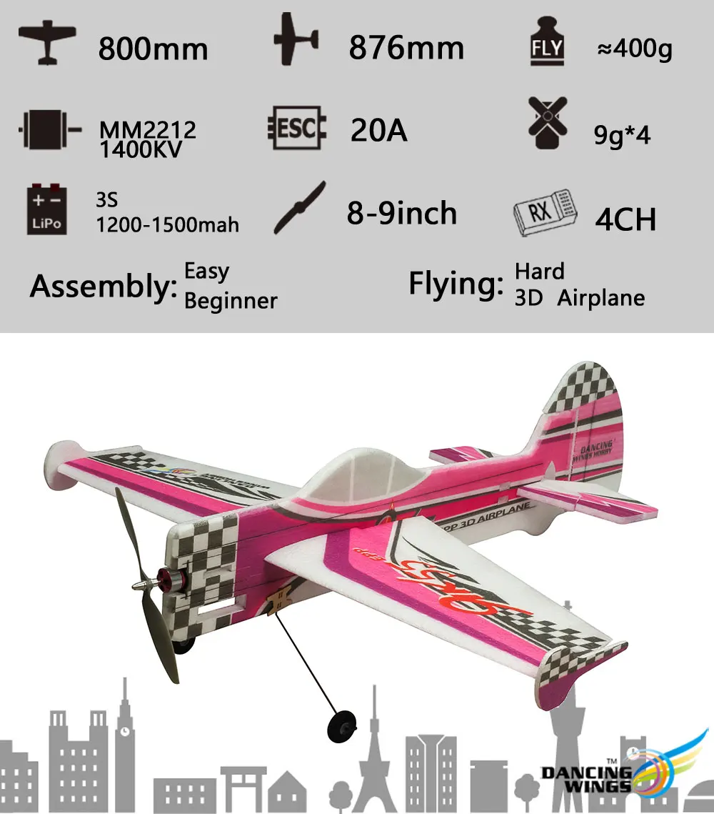 Real Hawk EPP Yak55 3D Akrobatik-Flugzeug Bausatz, 800mm Spannweite, Indoor-Outdoor Schaumstoffmodell für Anfänger, Hobby-Flugzeug – Detail 3