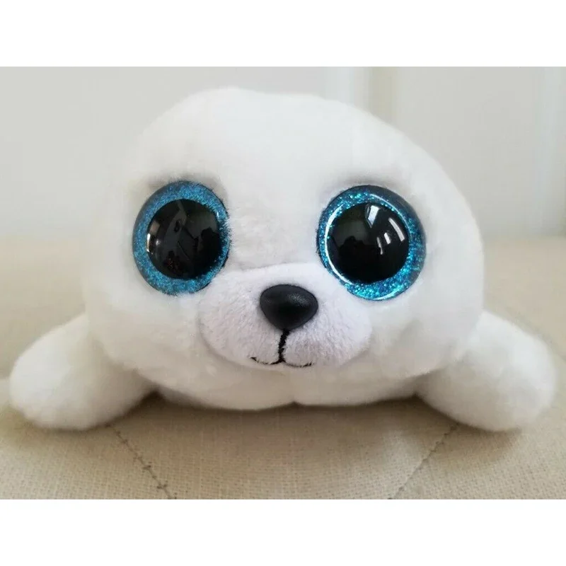 TY Beanie Big Glitter Eyes 9” Icy the White Baby Seal 25cm Plush Stuffed Animal Collectible Soft Doll Toy Christmas Gift