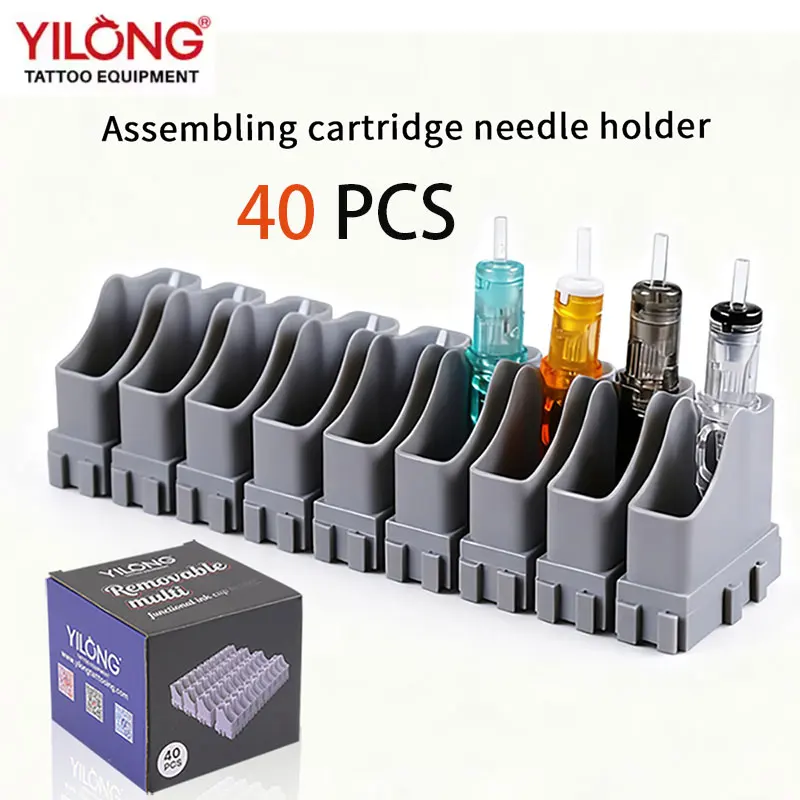 

YILONG 40 PCS Multi-Spliced Tattoo Cartridge Holder ABS Tattoo Artist Desktop Storage Combinations Rack Tattoo Accessories