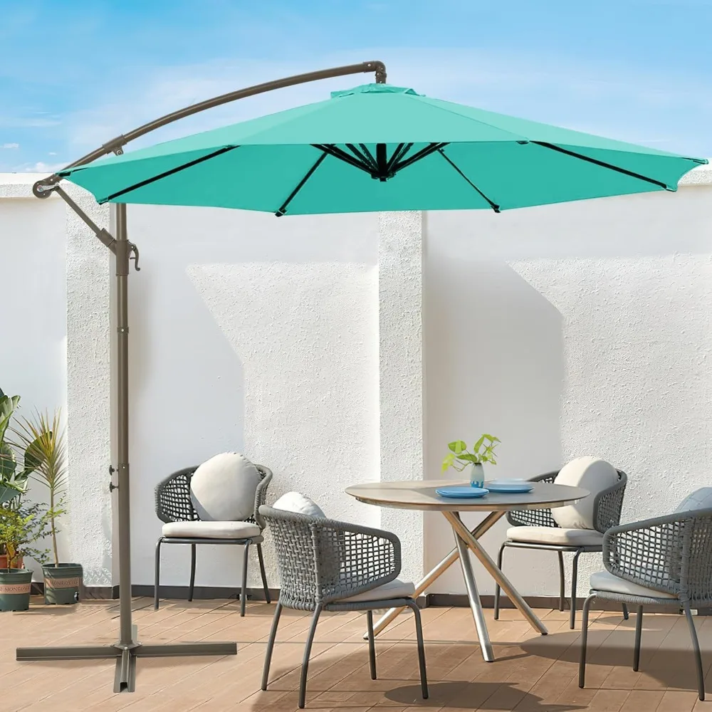 

10ft Offset Cantilever Hanging Outdoor Patio Umbrella Market Umbrella UV Resistant with Easy Tilt,Heavy-Duty Pool Umbrella