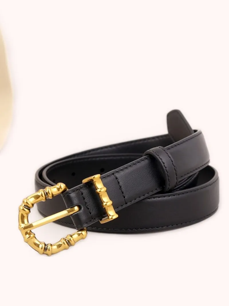 Vintage-Design, Damen-Gürtel aus echtem Rindsleder, Nadelschnalle, einfarbig, vielseitig, weiblich, modisch, lässig, Gürtel für Jeans – Detail 11