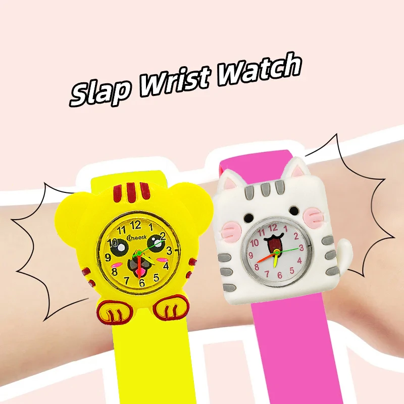 Factory Wholesale Cartoon Children Watch Baby Learn Time Toy Kids Slap Watches Boys Girls Christmas Gift for Kid Aged 2-15