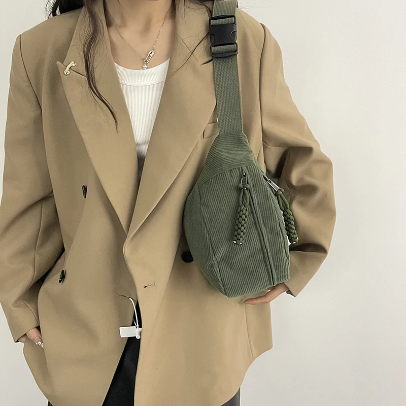 Casual Corduroy Chest Bags for Women Fashion Fanny Pack Female Banana Waist Bag Hip Purses Fashion Shoulder Crossbody Bag