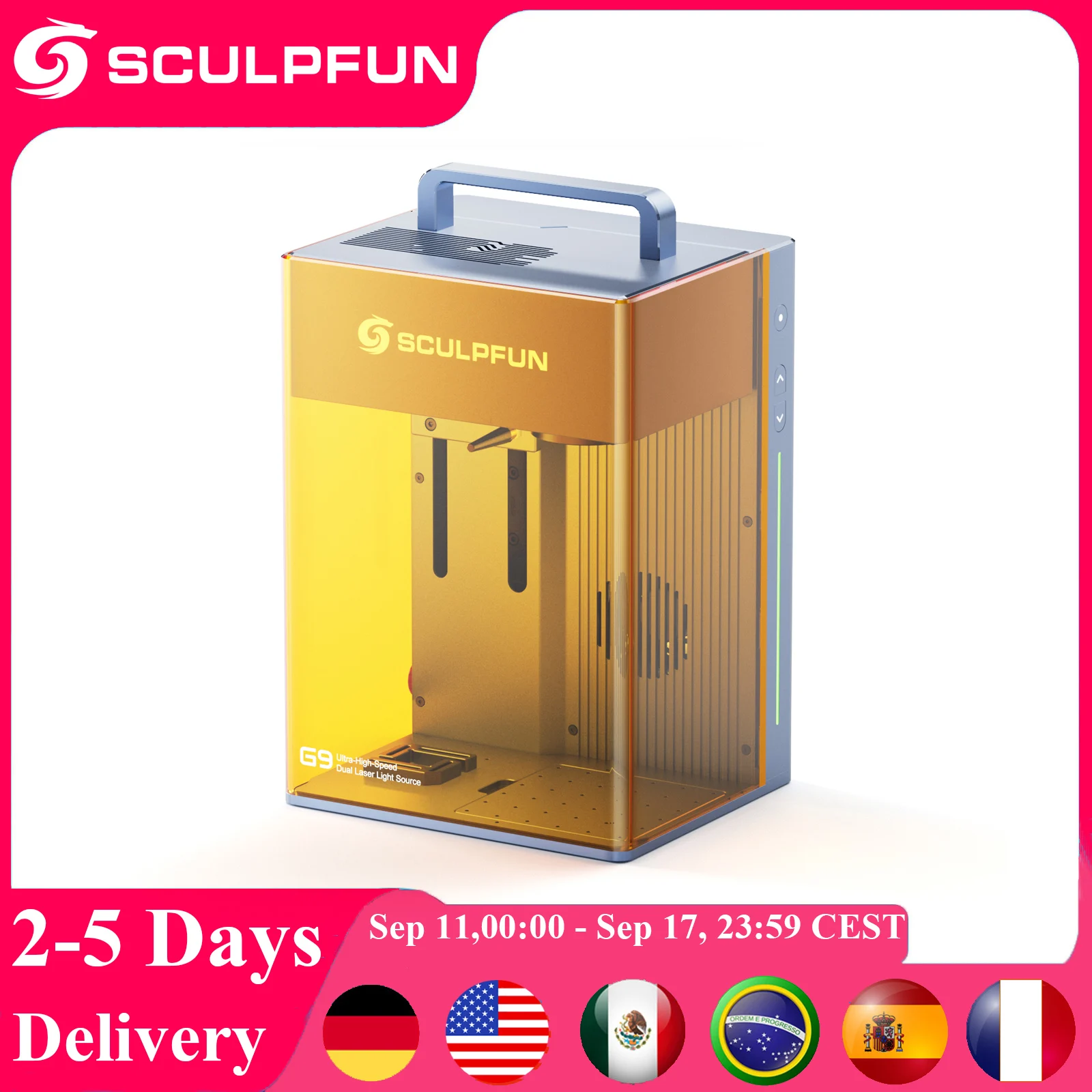 SCULPFUN G9 Infrared Blue Dual Laser Engraver Ultra High Speed Lightning Engraving Industrial Grade 2-In-1 Laser Marking Machine