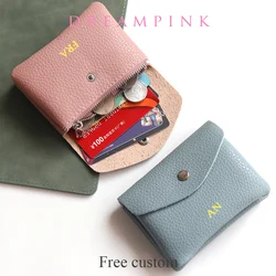 Custom Letters Women Small Wallet Personalize Name Flap Women Credit Card Holder Coin Purse Popular PU Leather Money Pocket