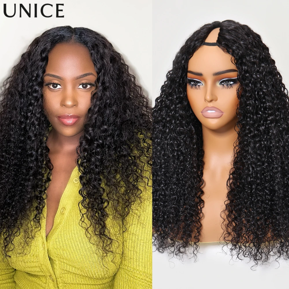 

UNice InvisiBlend™ Curly V Part Wig With Drawstring Beginner Friendly 100% Human Hair Wigs 180% Density