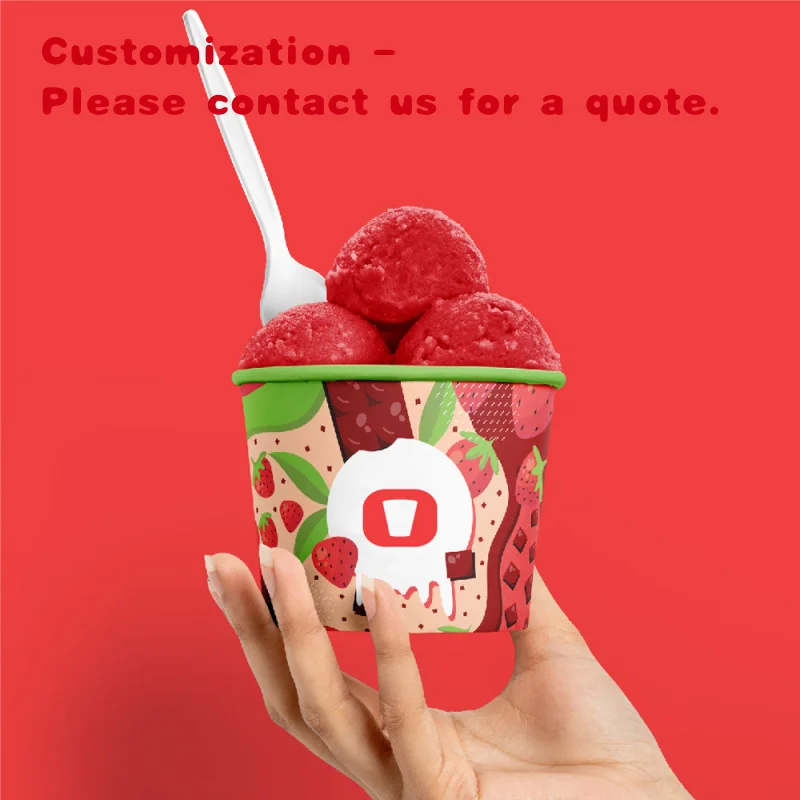 

Custom.LOKYO Персонализированная миска для десерта для йогурта, 4 унции, 12 унций, одноразовый бумажный стаканчик с ложкой