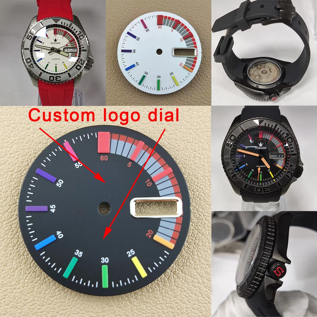 

custom logo watch new nh36 dial rainbow dial nh35 case 28.5mm dial sapphire crystal watch waterproof nh36 movement watch dial