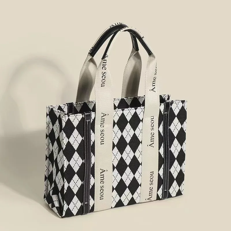 Bag houndstooth tote bag 2023 new portable large-capacity A4 class bag commuter Messenger bags for women