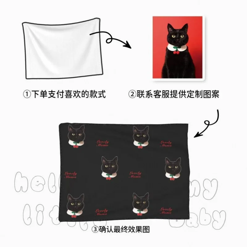 Custom Pet Photo Blanket Personalized Name Text Soft Flannel Throw Blanket  Cats Dogs Warm Cozy Nap Couch Sofa Bed Cover Seas