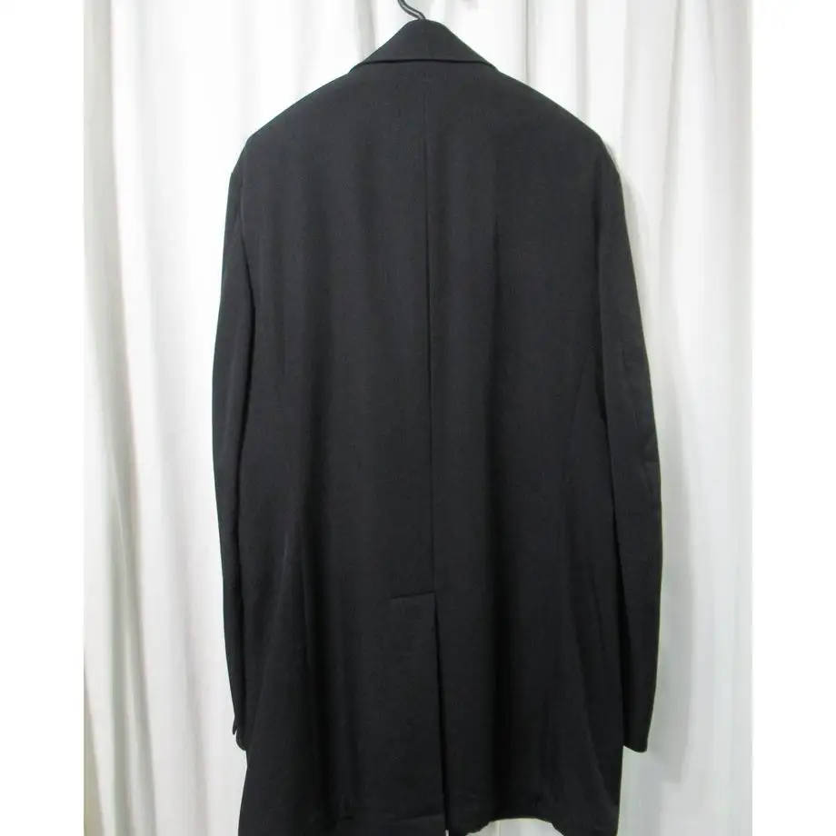 TOP-YAMAMOTO ® Dark Color Denim Fashion Slant Zipper Wool Suit Men's Black Casual Jacket Original