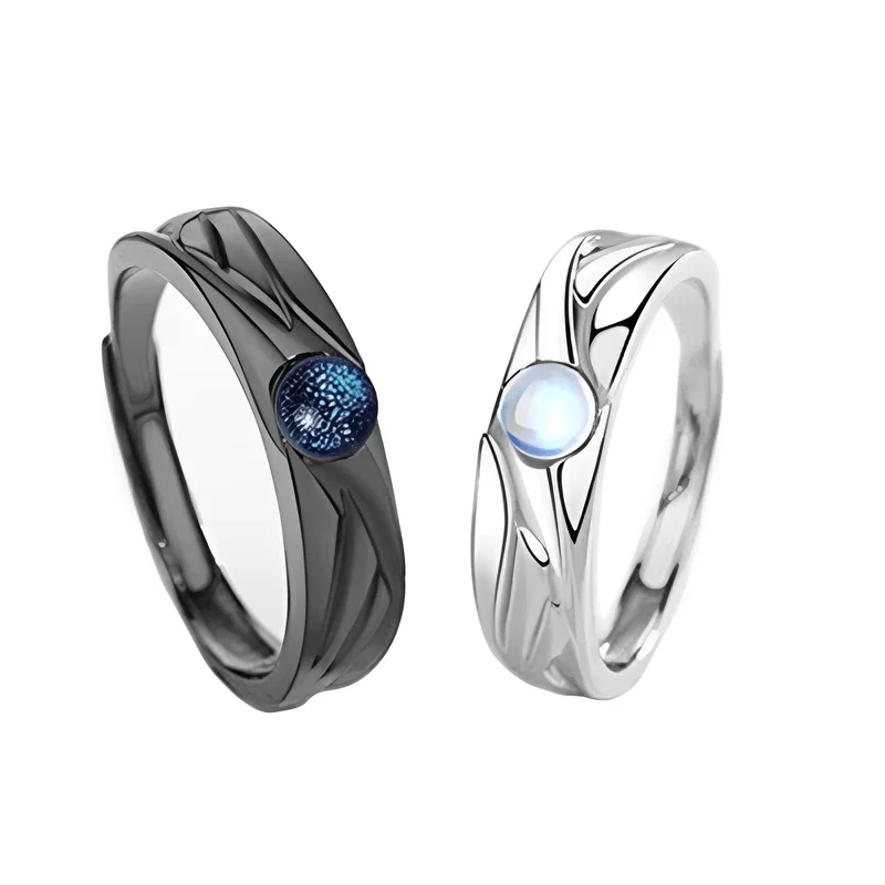 Anello angelo e demone Anello bianco alla moda semplice e alla moda Anello per coppia vintage