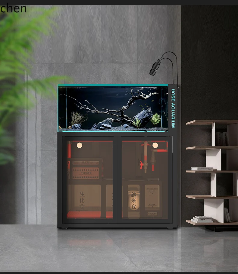 

ZML Fish Tank Aquarium Bottom Filter Living Room Ultra Clear Glass Backpack Overflow Ecological Marine Tank Aquatic Plant Tank