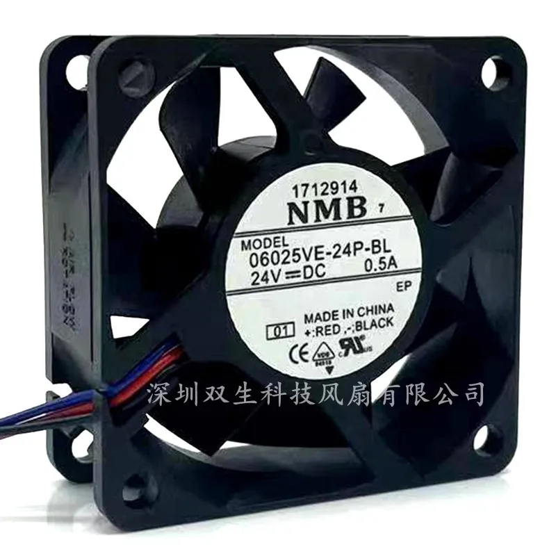 Ventilador de refrigeración de CPU para NMB 06025VE-24P-BL, 24V, 0.5A, 6025, 60x60x25MM, nuevo