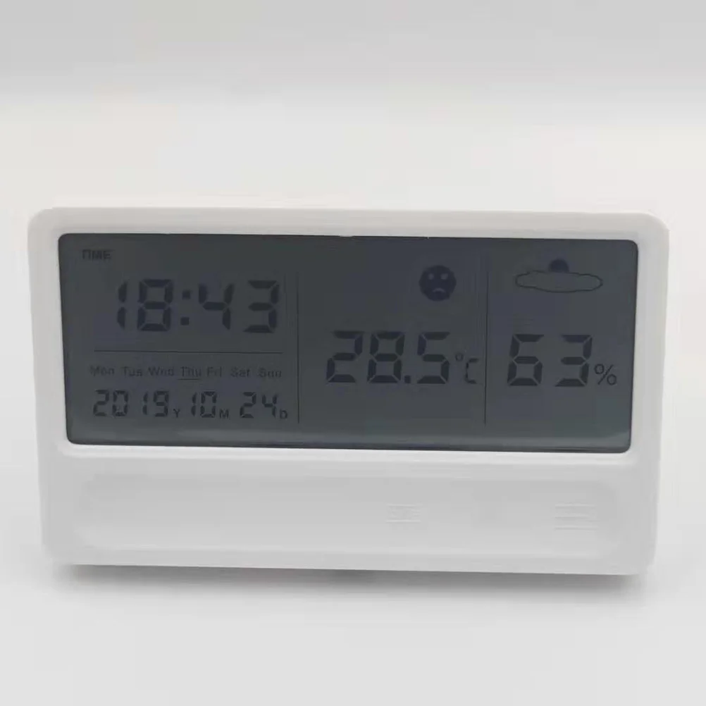 

1Pcs Electronic Digital Thermometer Hygrometer Touch Screen Multifunction Temperature Humidity Meter Clock for Indoor Use