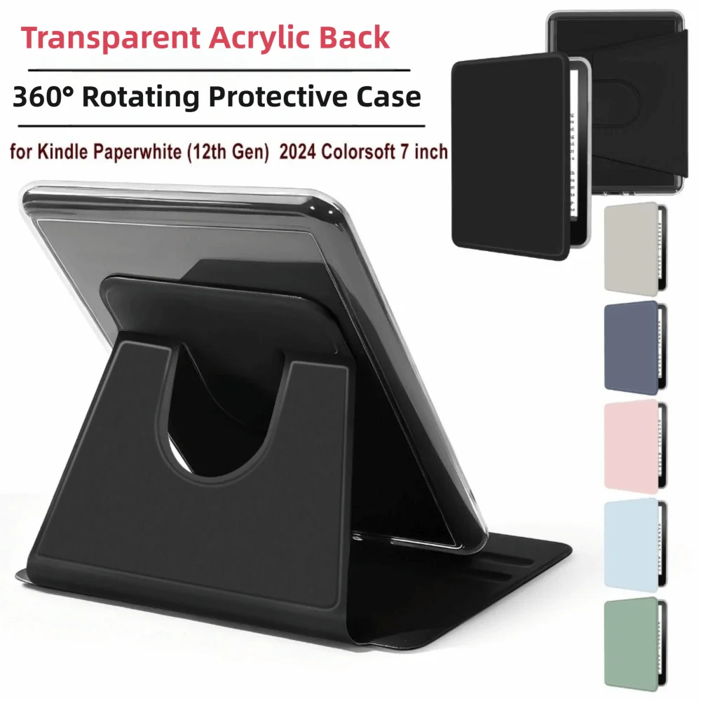 Auto Wake/Sleep Case Magnetic Closure Adjustable e-Reader Cover for Kindle Paperwhite (12th Generation) 2024 Colorsoft 7 inch