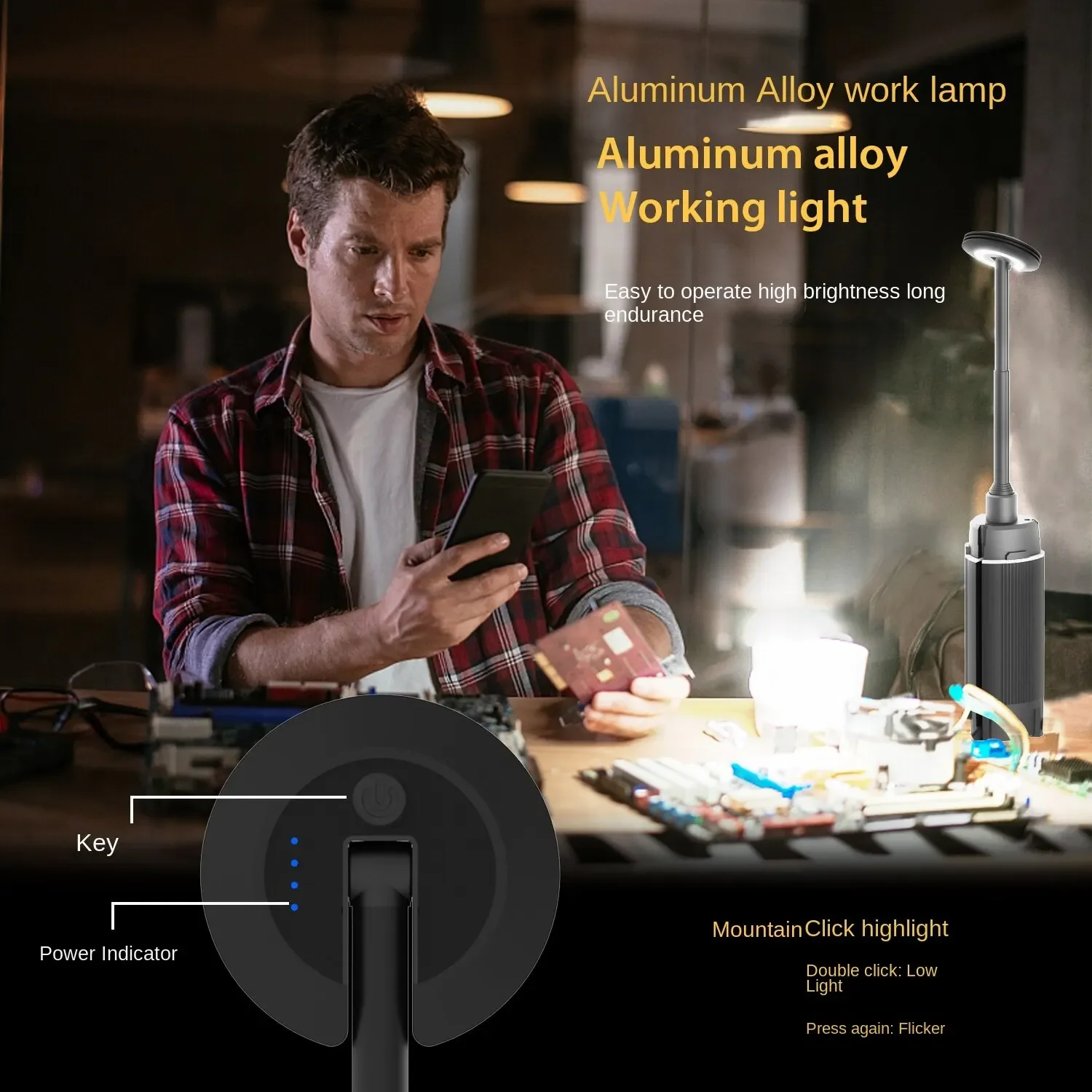 Outdoor Charging LED Camping Light for Work, Portable Telescopic Ultra High Brightness Lighting