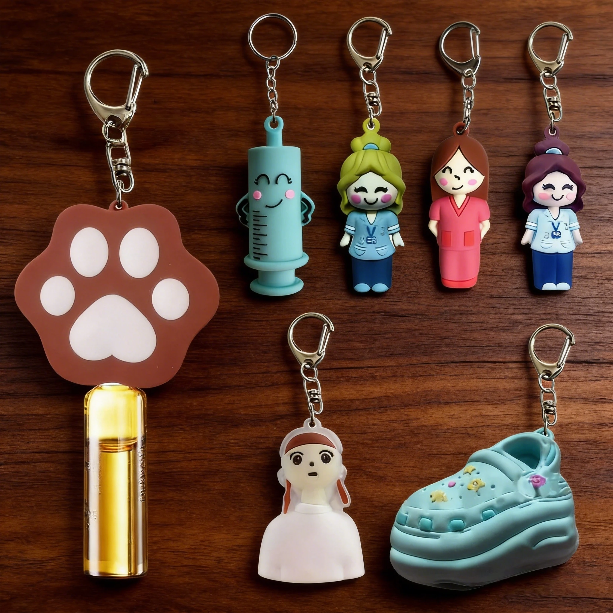 1Pcs Paw Print Girl Shaped Ampoule Bottle Opener Keychain Rubber Cutter Medication Vial Breaker Tool for Home Nurses & Doctors