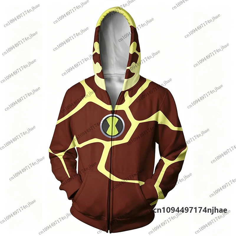 2026 Neue Anime Omnitrix Ben10 Cosplay 3D-Druck Reißverschluss-Hoodies für Herren, Langarm-Sweatshirt, lässiger Pullover, Oberteile für Kinder/Erwachsene – Detail 10