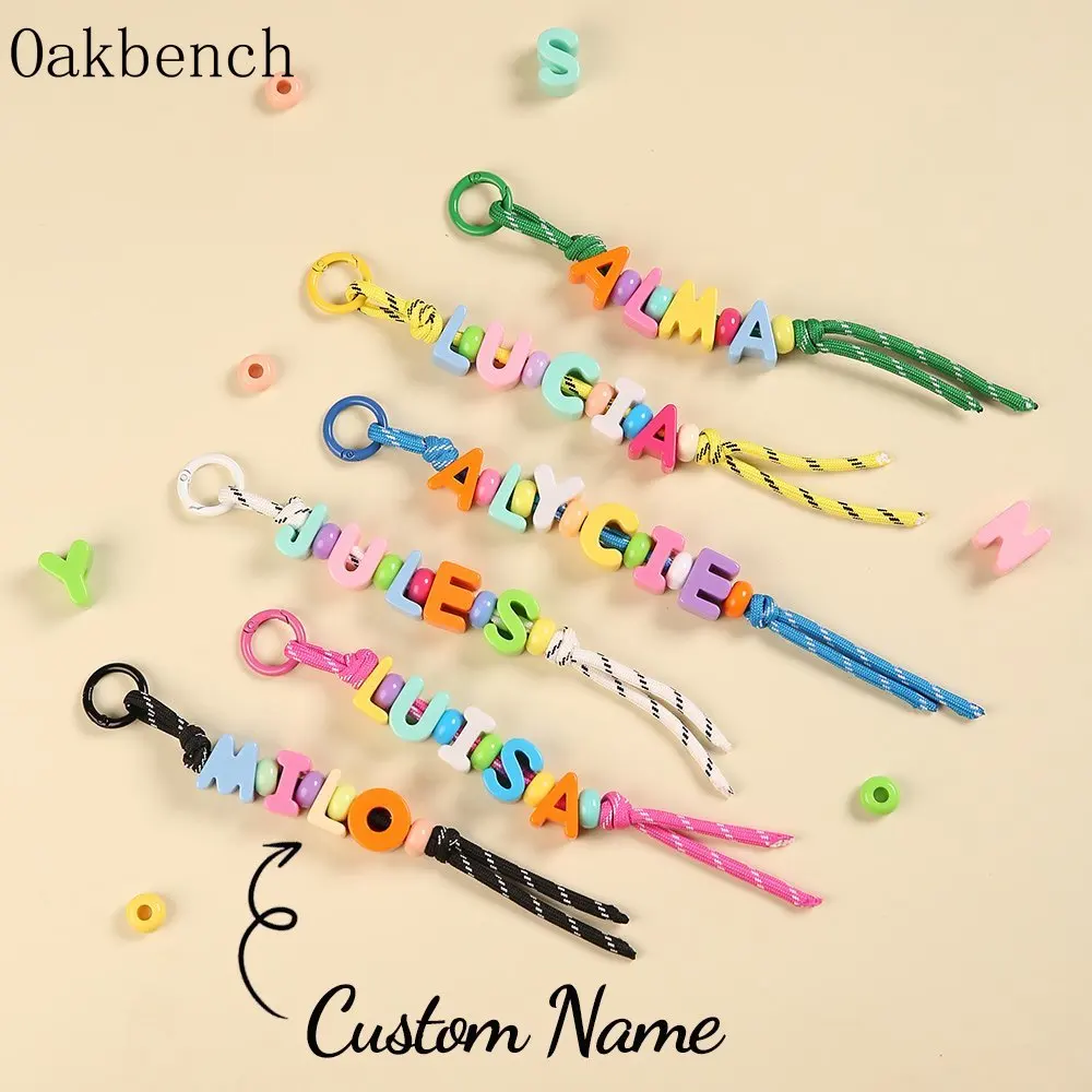Customized Name Key Chain Acrylic Letter Charm Handbag Pendant Car Jewelry Birthday Gift Ideal Gifts for Family Friend Worker