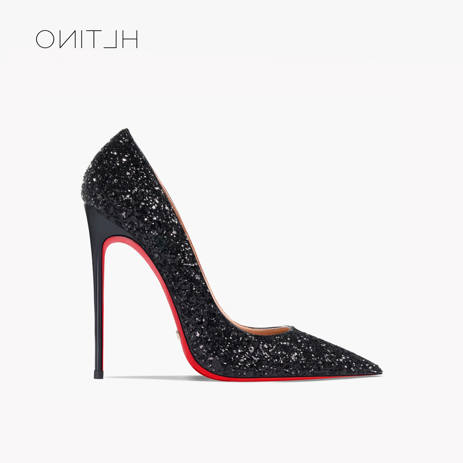 

New Red Bottom Shoes Black Gold Pumps Bling Sequins Women High Heeled Shoe with Metal Heel Ladies Shoe and Sandals Spring autumn