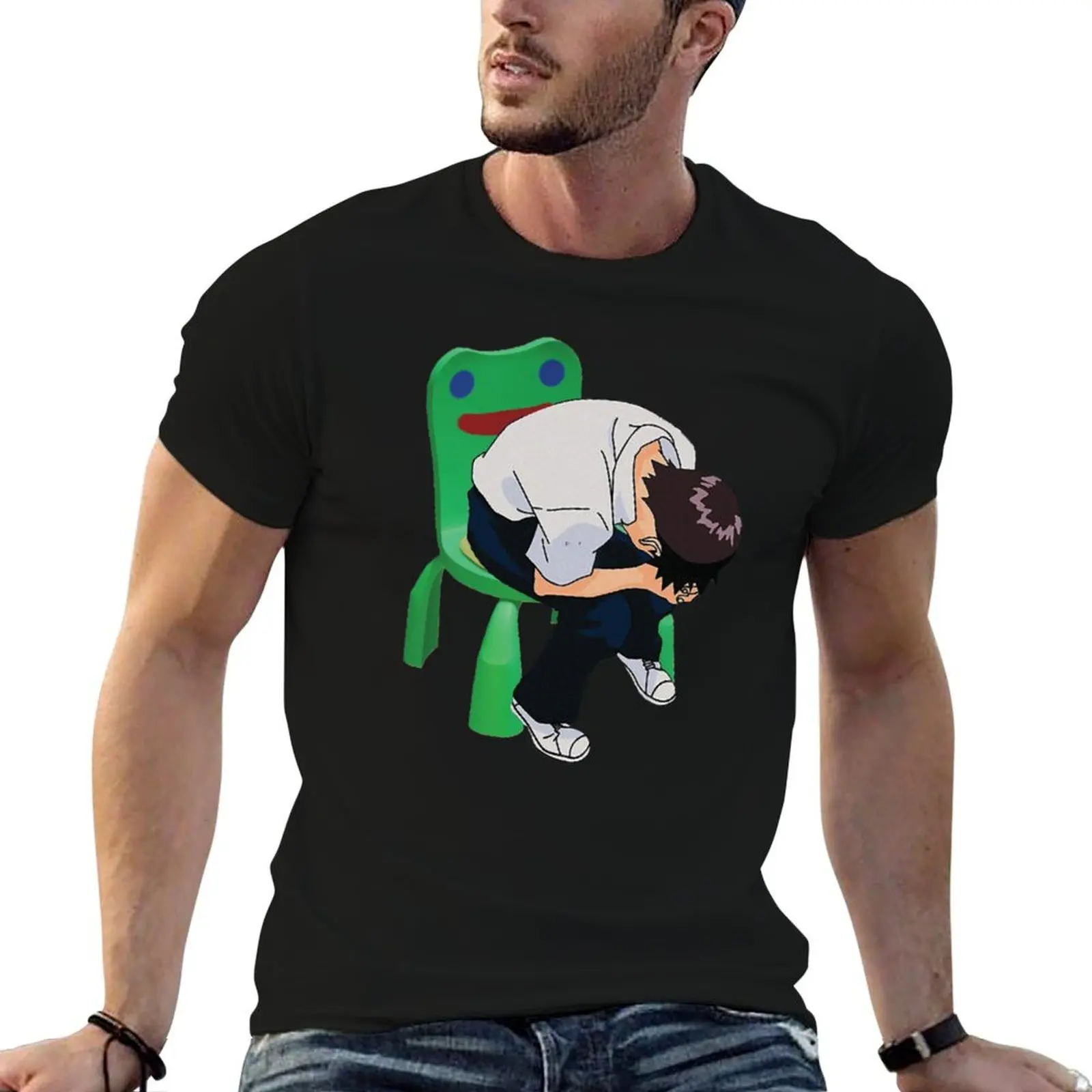 Shinji Ikari in the Froggy Chair Premium T-Shirt vintage oversized t shirts for men