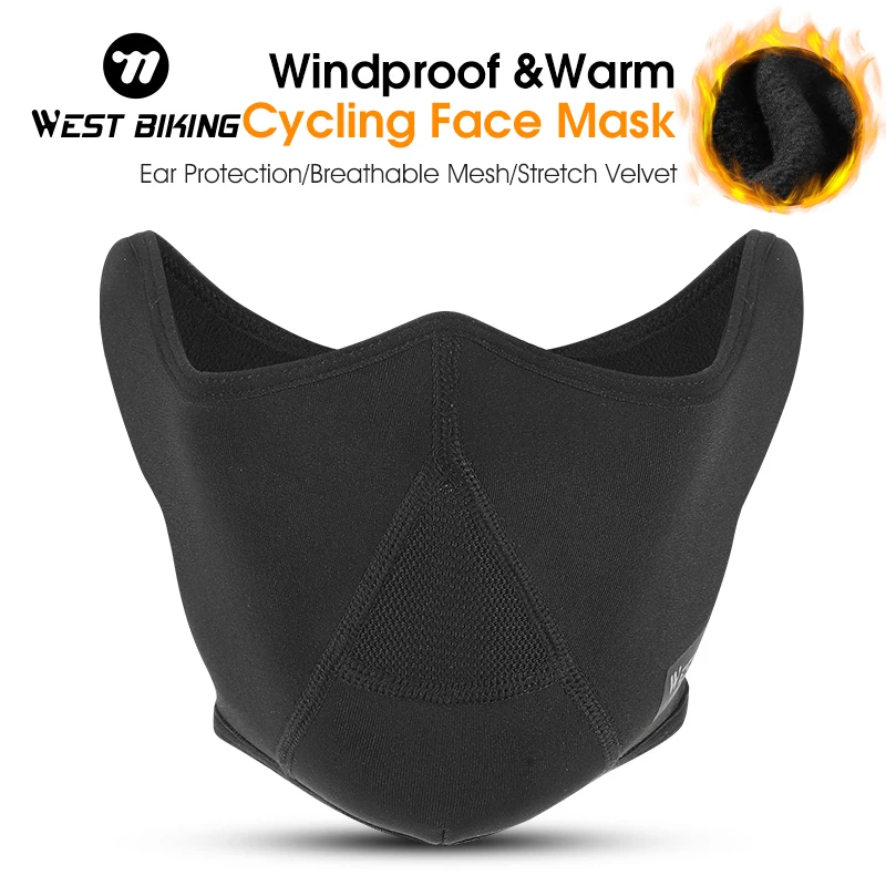 

WEST BIKING Winter Warm Cycling Face Masks Fleece Windproof Motorcycle Half Mask Breathable Ear Protection Scarf Balaclava Caps