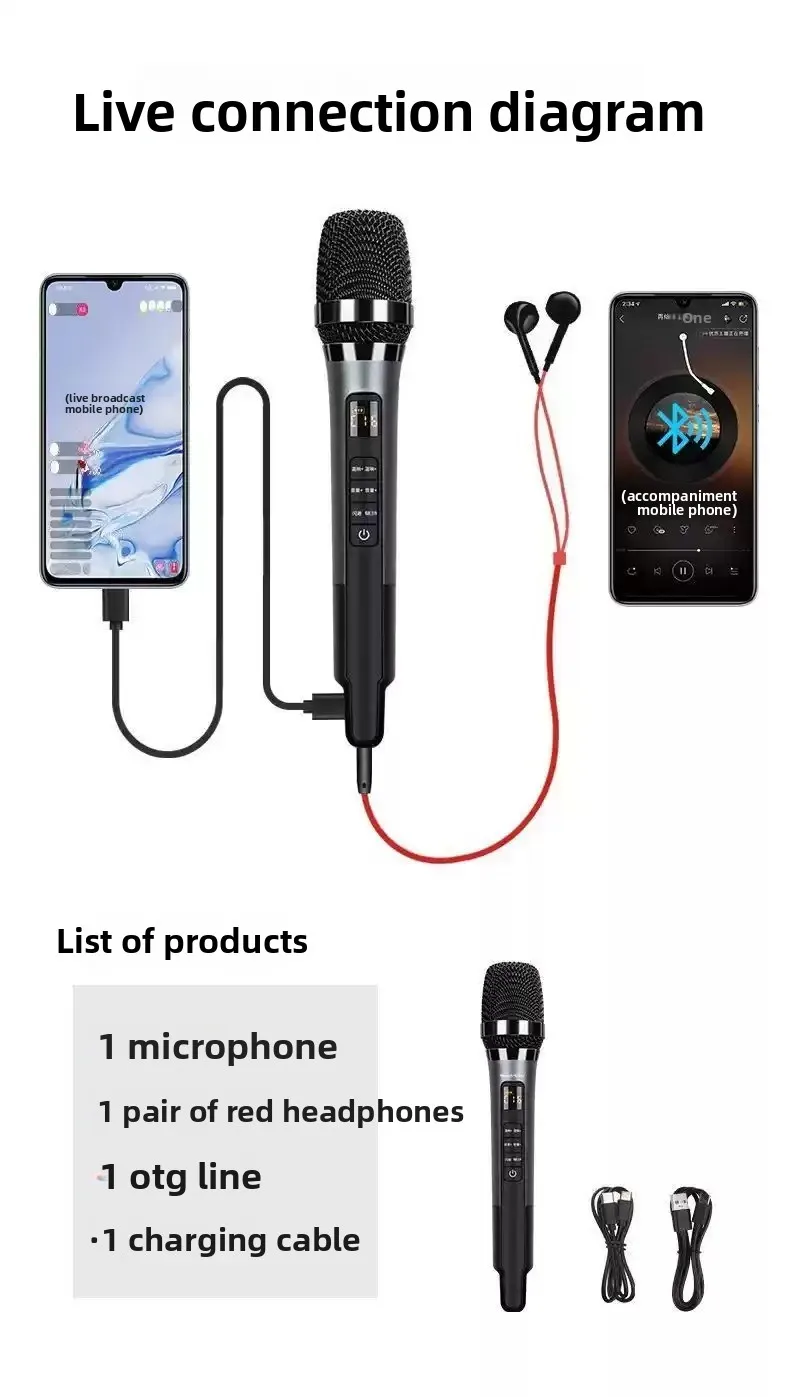 H20 Live Sound Card Microphone All‑In‑One Portable Bluetooth Noise‑Cancellation Mic For Outdoor Karaoke Live Streaming Equipment view 4