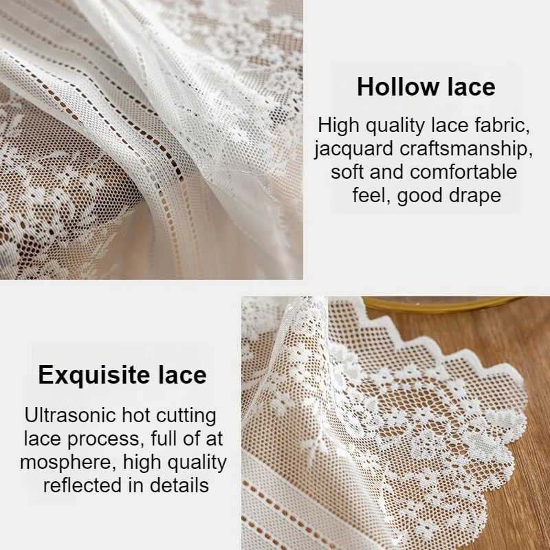 Vintage Romantic Lace Table Runner Semi Sheer Embroidered Hollow Out Jacquard Tablecloth for Wedding Party Home Decoration