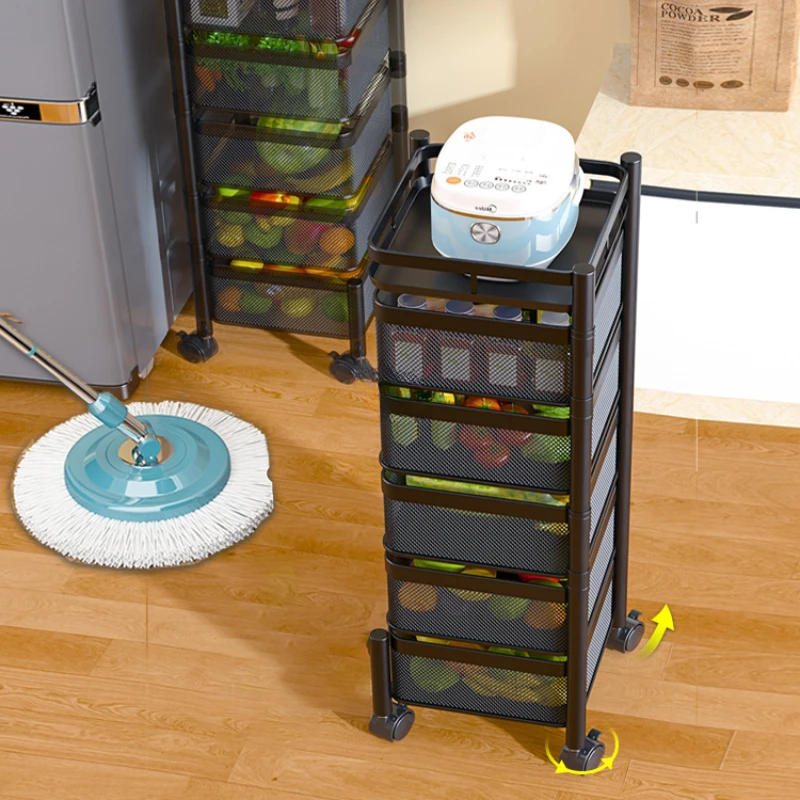 Kitchen Trolleys Rotating Rack Multifunctional Floor Snack Basket Multi-layer Kitchen Islands Storage Racks Kitchen Furniture