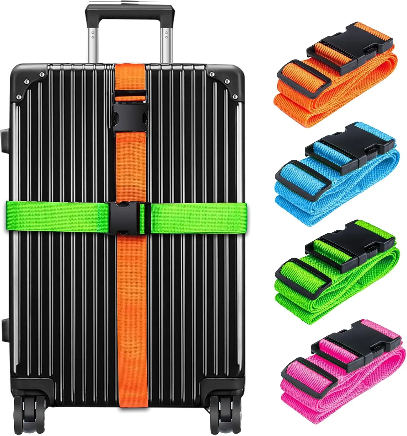 

TSA Approved Luggage Straps, 4-Pack Adjustable Travel Belt for Suitcases, Durable and Colorful