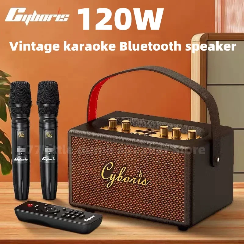 120W high-power karaoke speaker wireless portable stereo subwoofer remote home integrated retro Bluetooth speaker with FM radio