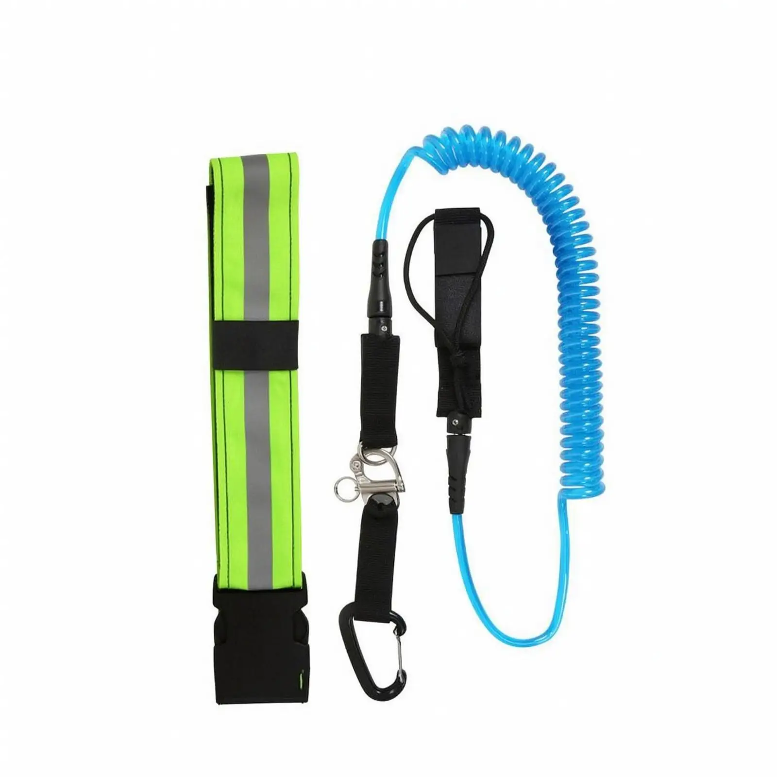Waist Belt Paddle Board Safety Rope Quick-Connect Paddle Board Leash with Reflective Waist Belt Stretchable Coiled SUP Leash