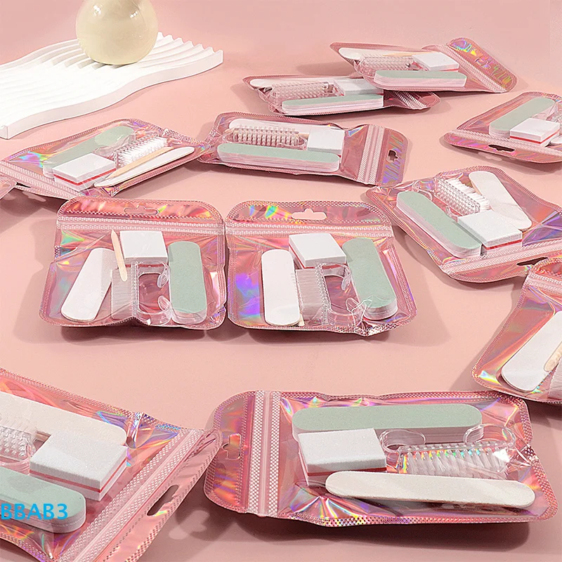 【B】Kit de manicura con lima de uñas, bloques de pulido, cepillo para polvo y juego de esponjas para uso profesional y doméstico