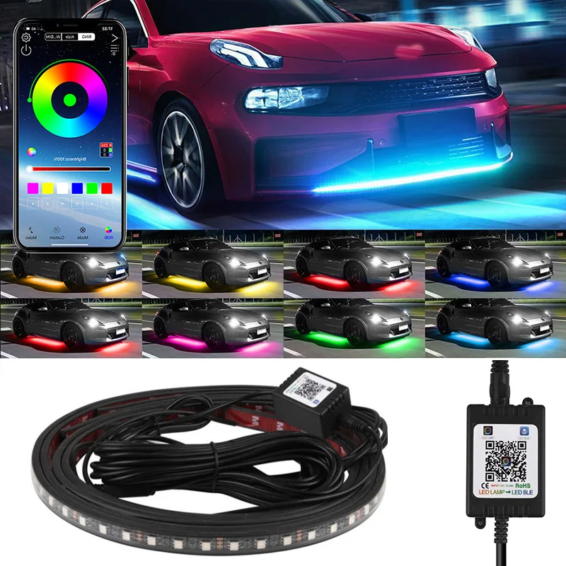 

Car Underglow LED Strip Exterior Light Remote Control 12V Neon Accent Strips Lamp Multicolor Underbody Atmosphere Lighting