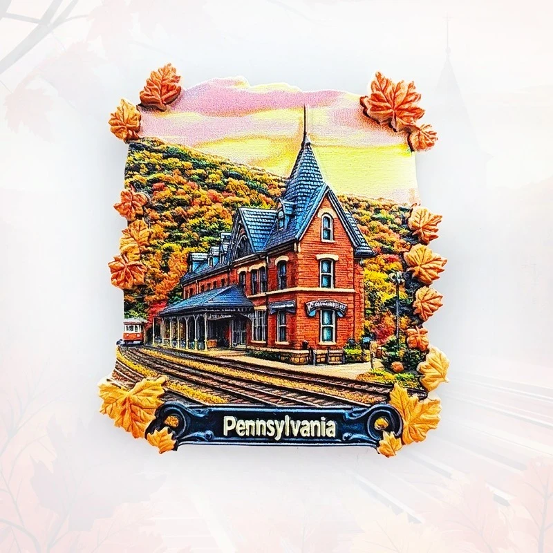 Imán para nevera Jim Thorpe Pennsylvania, recuerdo de ciudad victoriana 3D, decoración del valle de montaña, regalo único de EE. UU.