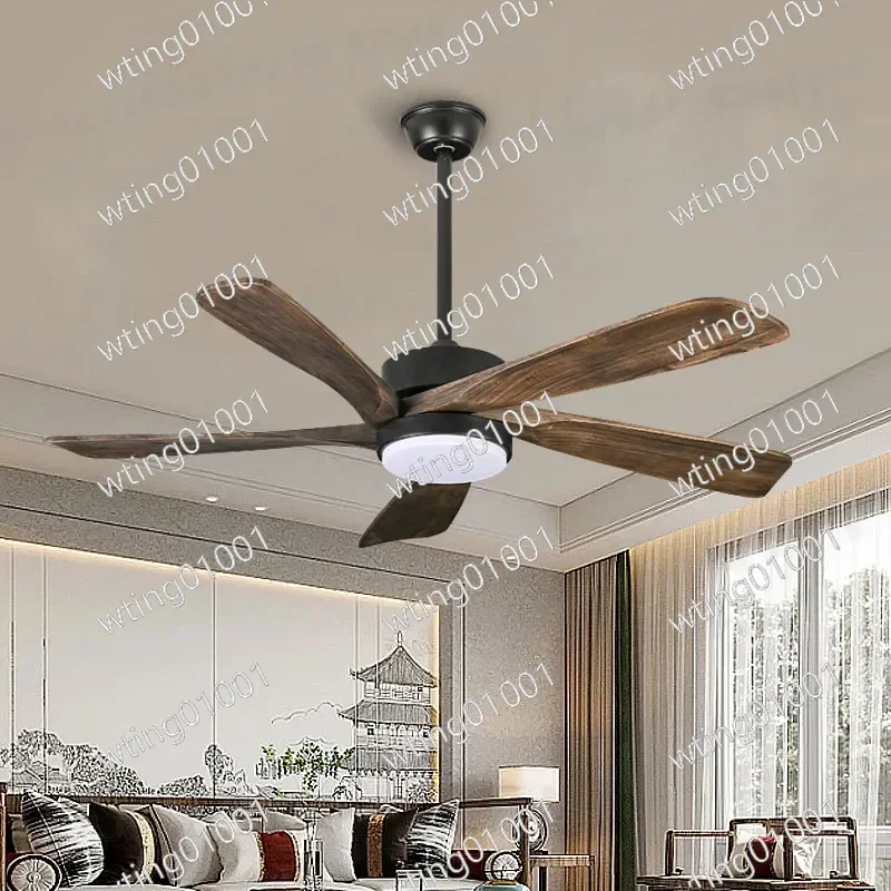 for Zhongshan Lighting Solid Wood Ceiling Fan Light Retro Integrated Design with Intelligent Inverter for Living Room Factory
