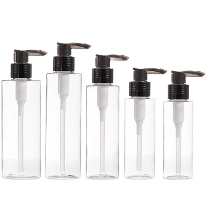 

20Pcs Transparent Plastic Bottles Black Pump 100ML 120ML 150ML 200ML 250ML Cosmetic Packaging Empty Lotion Refillable Bottle