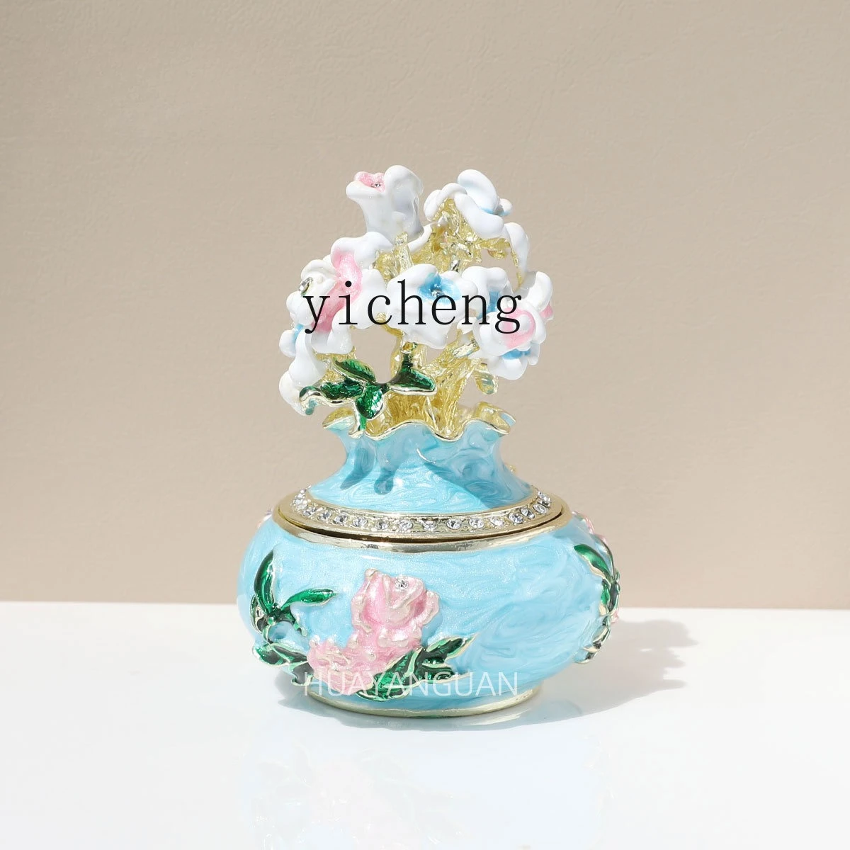 

LSL Enamel Color Flower Jewelry Home Decoration Accessories Ring Necklace Storage Box