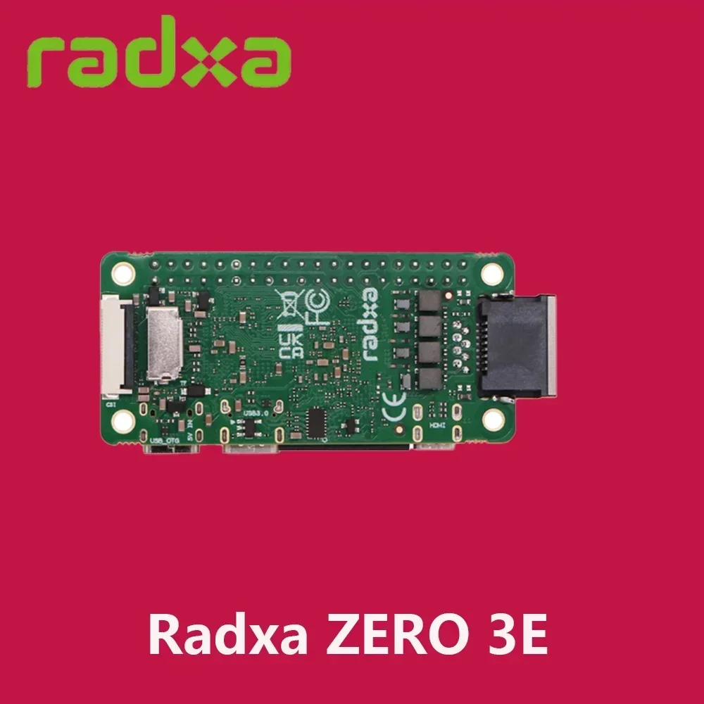 Radxa ZERO 3E RK3566 Board Quad-Core Arm® Cortex™-A55 Tiny SBC With Gigabit Ethernet 1080P@60fps via Micro HDMI