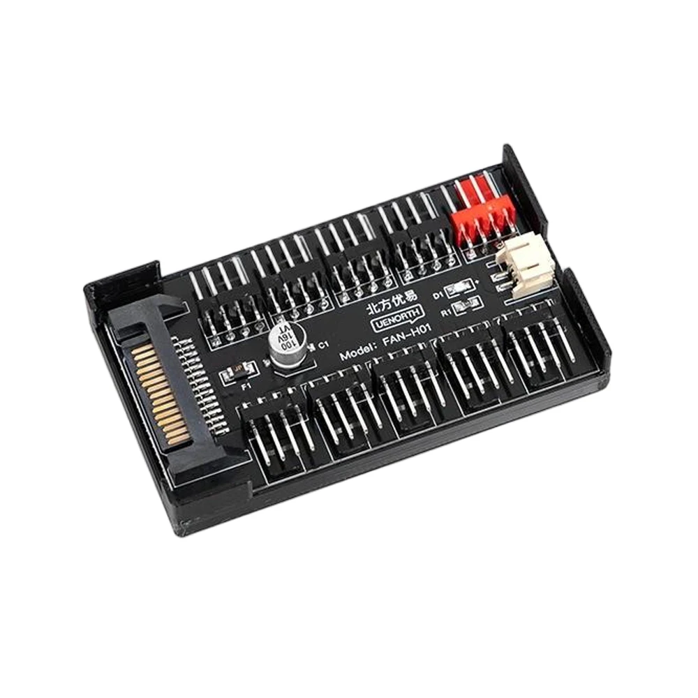 PWM Fan Hub Supports PWM Temperature Control 10-port Controller 4-pin SATA Power Supply Expansion Box Support PWM Four-wire Fan
