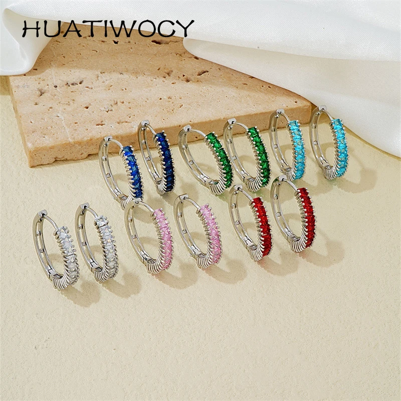 

HUATIWOCY Fashion Zircon Drop Earrings 925 Silver Jewelry for Women Wedding Promise Engagement Party Gift Accessories Wholesale