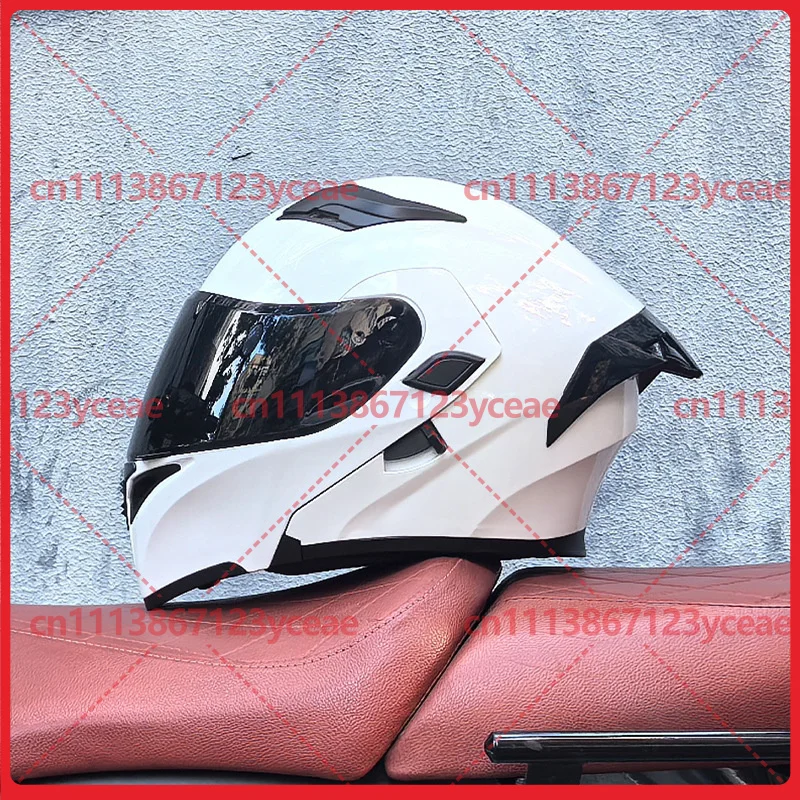 for Orz Motorcycle Modular Helmet Dual Visor Large Spoiler Racing Helmet Unisex Winter Warm Motorbike Helmet