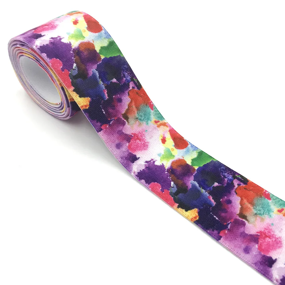 1 meter/partij 25/38 MM Luipaard Tie-Dye Geometrische Print Elastische Band Streep DIY Kledingstuk Singels Broek riem Naaien Accessoires