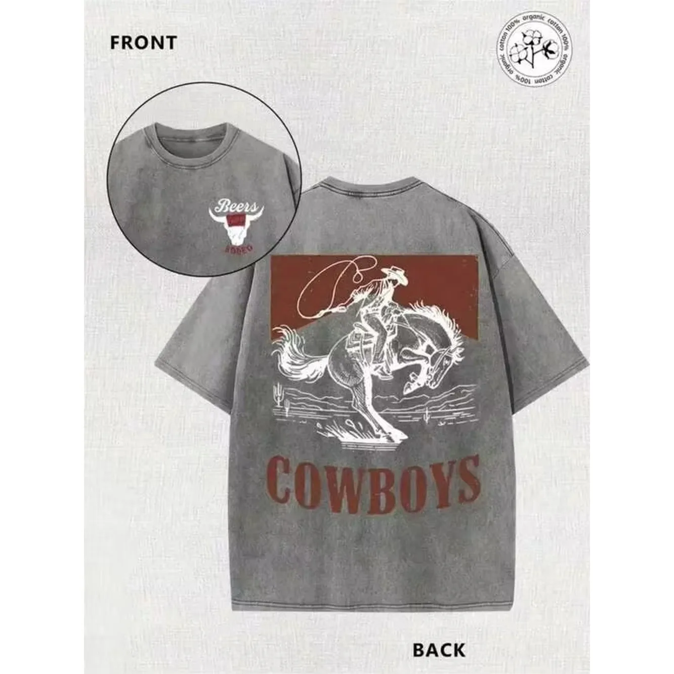 2026SummerMen's Western Cowboy Print Shirt Vintage Washed Cotton Distressed Casual Street Style Fashion Tee Holiday TopLotops For Women,Fourth Of July